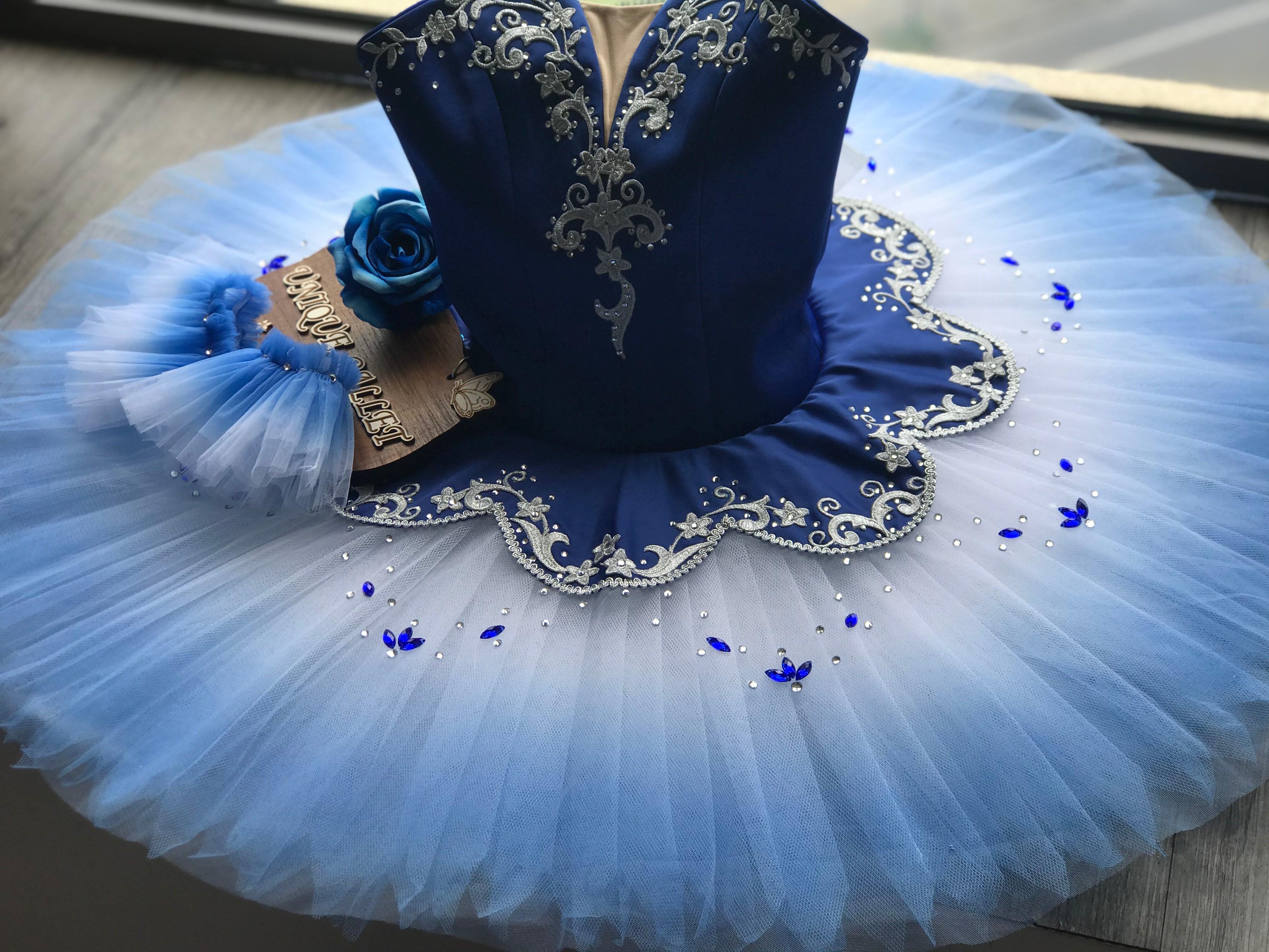 Professional Princess Florine Blue Bird Gradient Classic Ballet Costume Stage Platter Tutu YAGP Costume With Hooks
