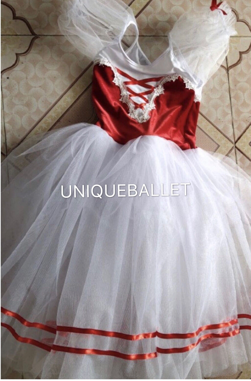 Red Giselle Ballet Romantic Long Dress