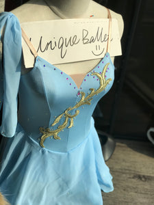 Blue Golden Trims Cupid Lyrical Ballet Costume Modern Ballet Stage Dress-YL-LRCUP01BLU