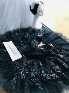 Professional Swan Lake Odile Classic Ballet Costume Black Swan Ballet Tutu Dress Stage Costume