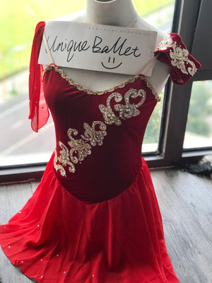 Red Golden Trims Diana Lyrical Ballet Costume In Sylvia-YL-LRVELVETDINA