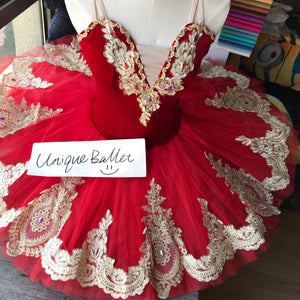 Cost-Effective Red Golden Trims Classic Ballet TuTu Costume 20201275