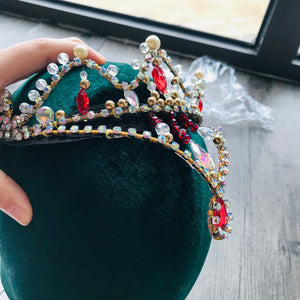 Professional Handmade Le Corsaire Ballet Tiara Crystals Esmeralda Arabian Golden Red Headpiece
