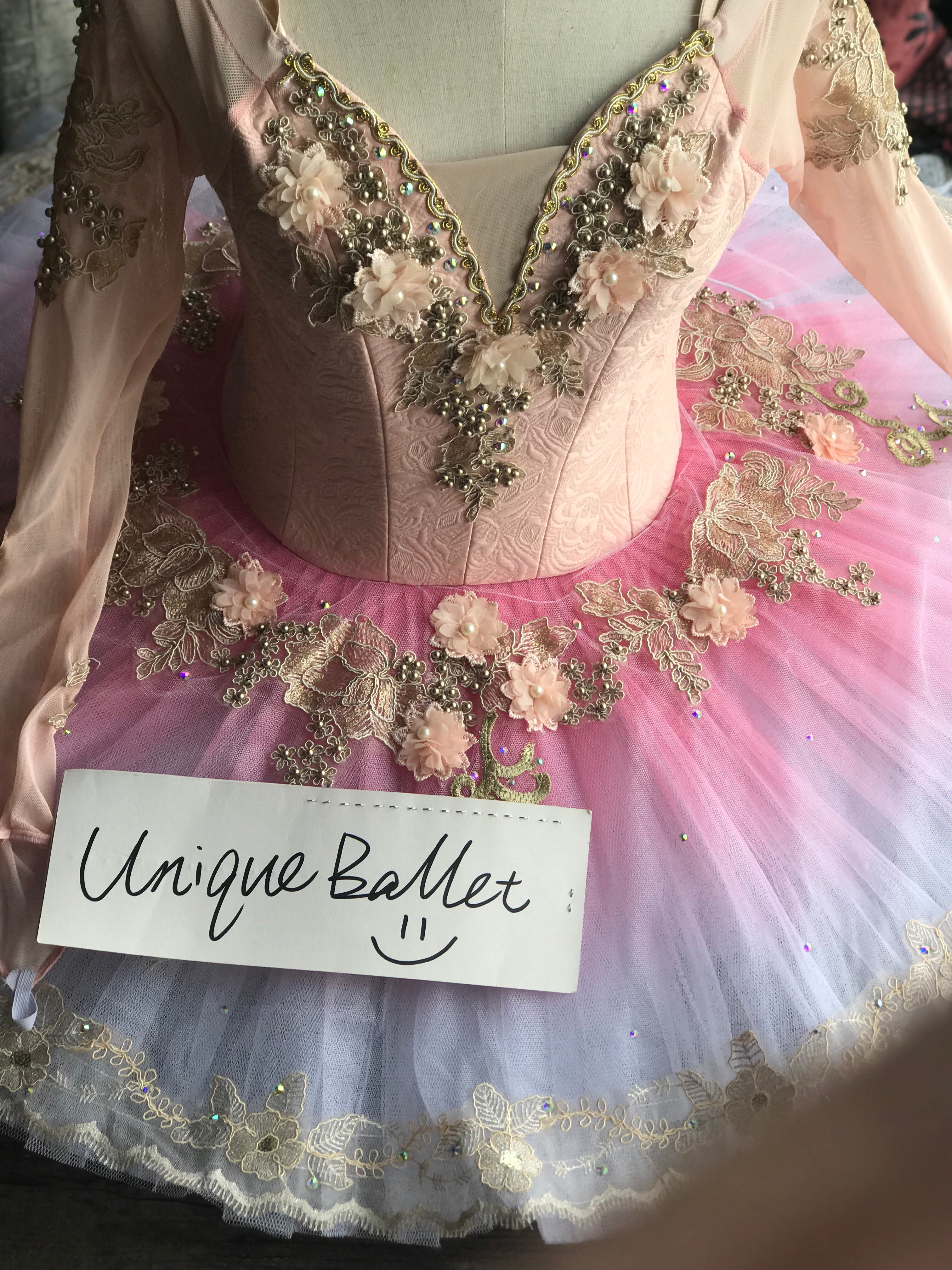 Professional Nutcracker Sugar Plum Fairy Ballet Costume Pink Long Sleeves Classical TuTu YAGP Dance Wear With Hooks