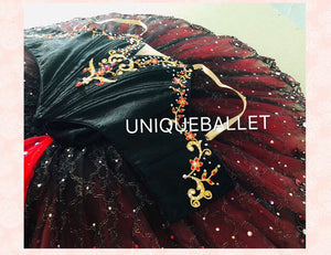 High-end French Style Professional Black Red Don Quixote Classical Ballet TuTu Costume Stage Tutu YAGP