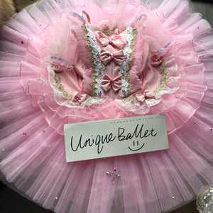 Professional Pink Bowknot Doll Fairy Coppelia Classical Ballet TuTu Costume With Hooks