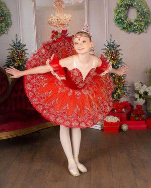 **Sample Discount** Professional Red Golden Sleeping Beauty Finger Fairy Classic Ballet Platter TuTu Costume