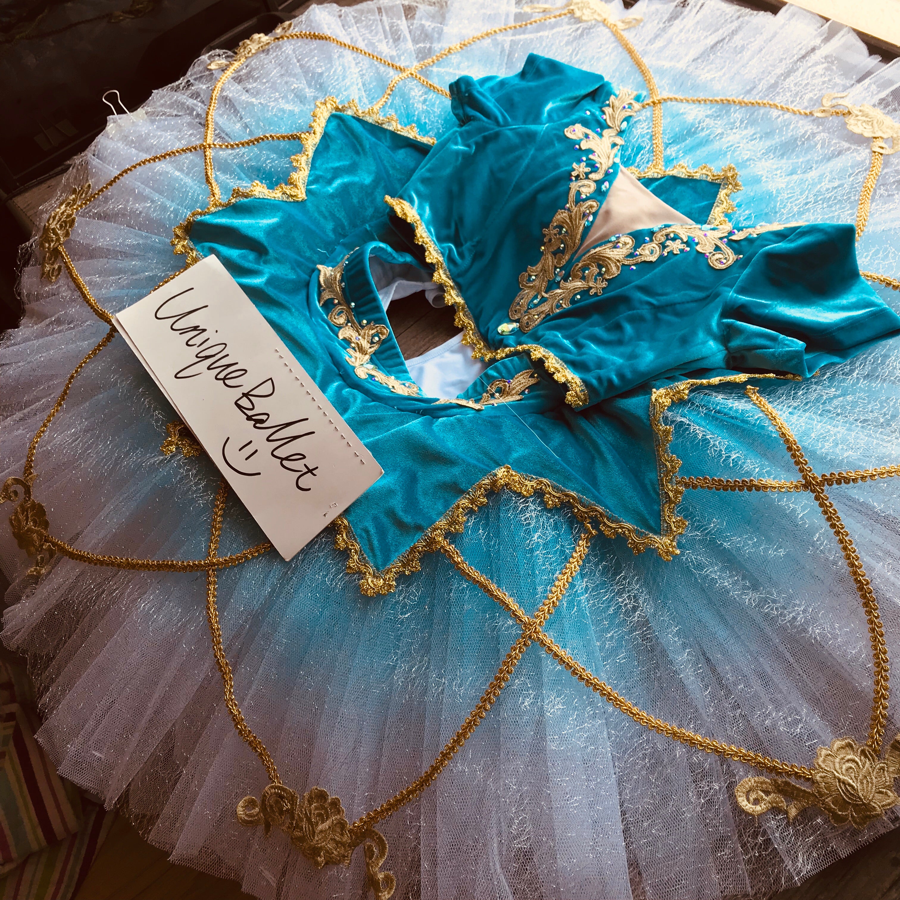 Professional Pullover Style Sea Blue Odalisque Le Corsaire Classic Ballet TuTu Costume Princess Jasmine Golden Trims Ballet Stage Dancewear