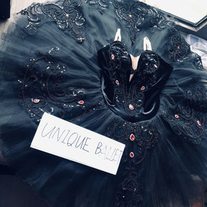 Swan Lake Odile Classic Ballet Costume Black Swan Ballet Tutu Dress Stage Costume (Cost-Effective)-WD-BLKSWN