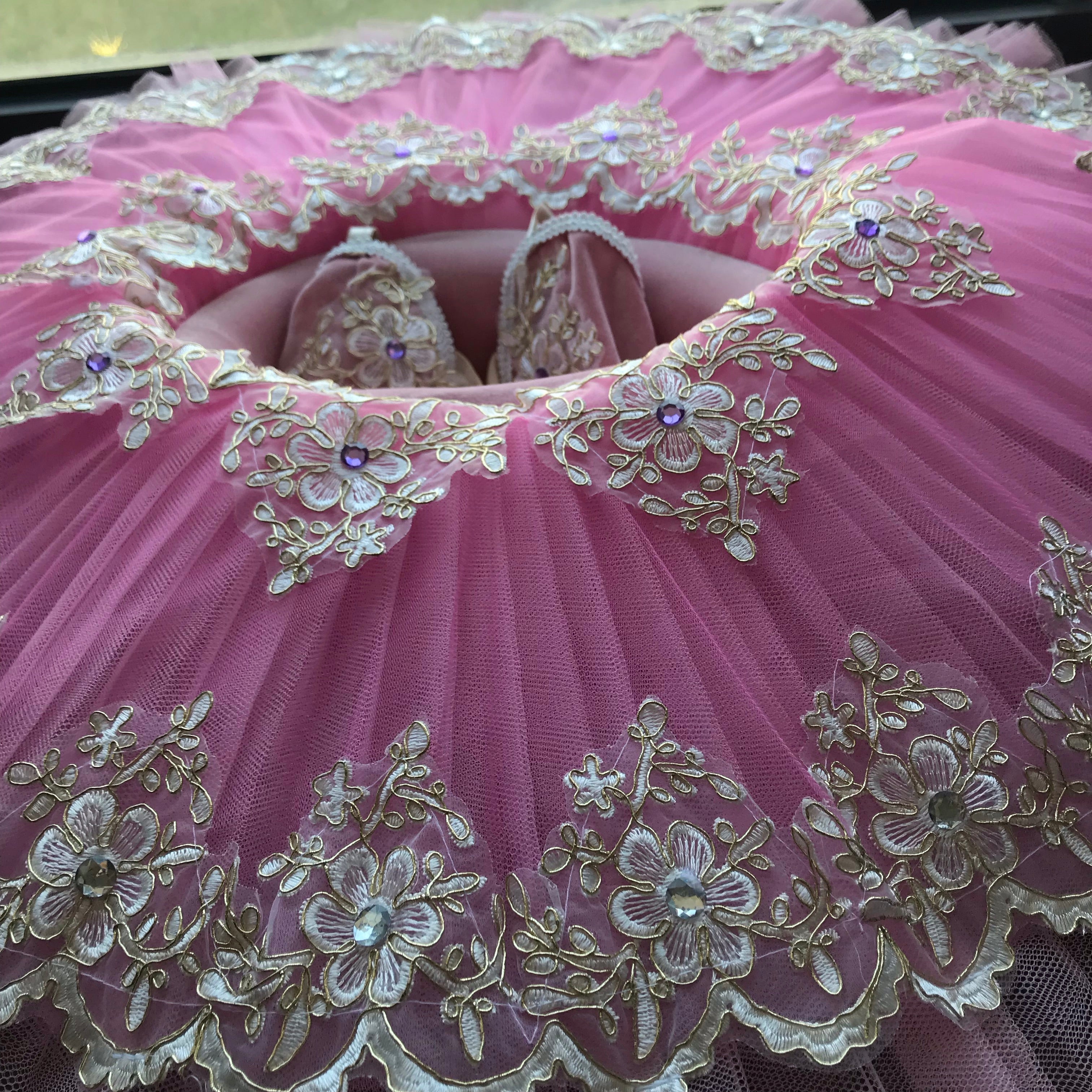 Pink Sleeping Beauty Pink Flower Classic Ballet TuTu Costume (Unprofessional)-5CPNKCLAFLW