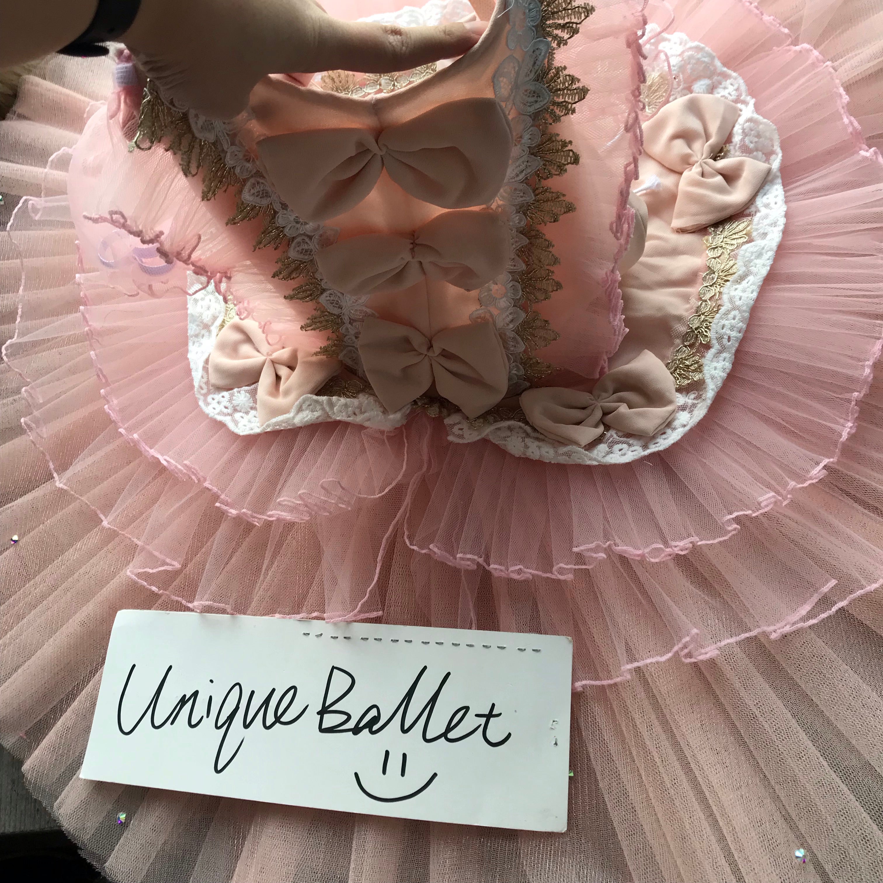 Professional Peach Pink Bowknot Doll Fairy Coppelia Classical Ballet TuTu Costume With Hooks