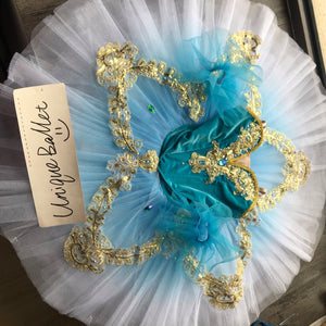 Professional Pullover Blue Bird Sky Blue Golden Trims Sleeping Beauty Princess Classical Ballet TuTu Costume Stage Platter Tutu