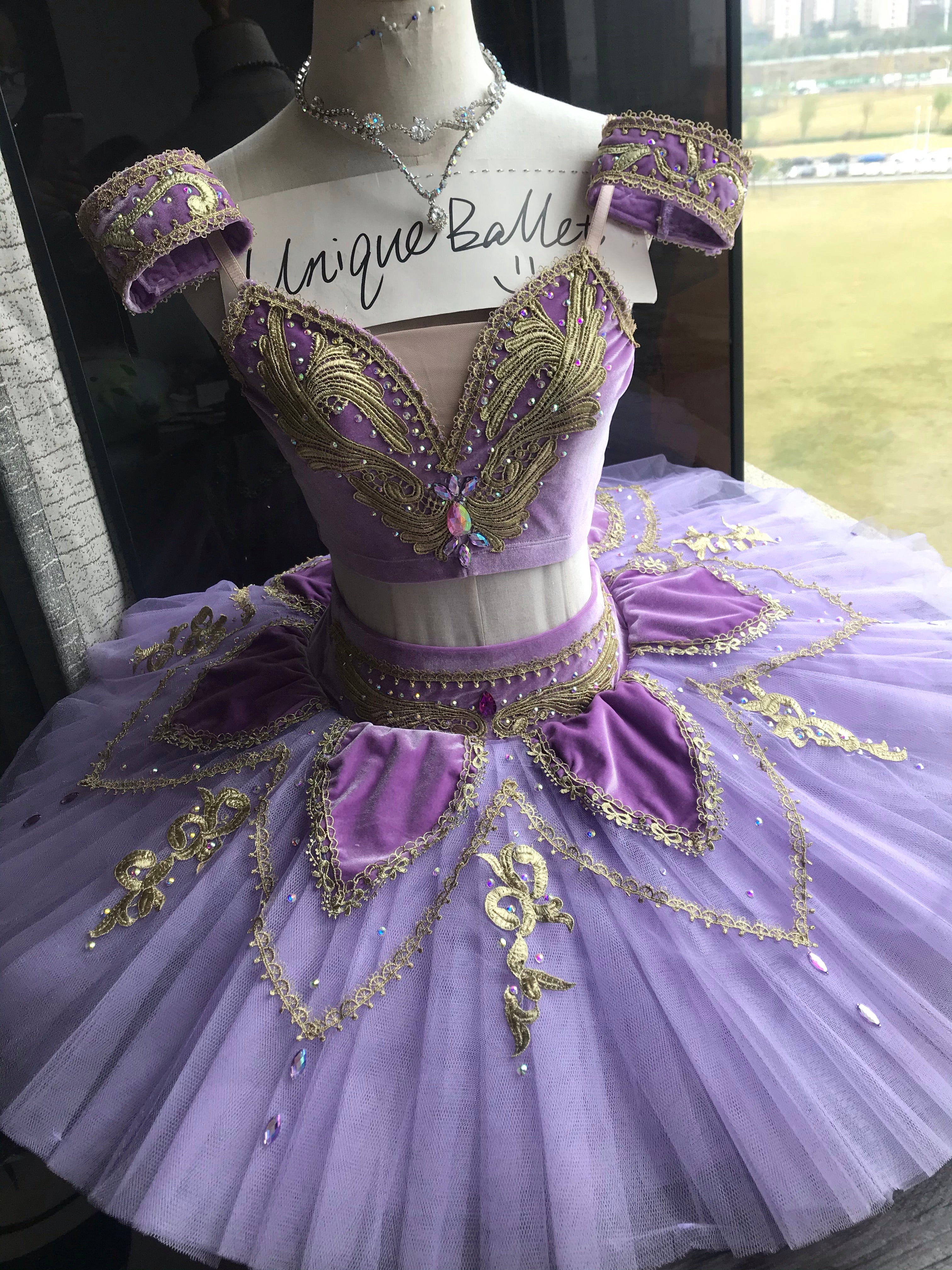 Professional Pullover Purple Golden 2 Pieces Odalisque Le Corsaire Classic Ballet TuTu Costume  Performance Dance-wear