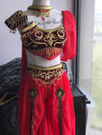 2 Pieces Red La Bayadere Nikija Indian Crop Top and Pants Ballet Costume Set Arabian Dance Wear YAGP Costume