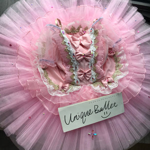 Professional Pink Bowknot Doll Fairy Coppelia Classical Ballet TuTu Costume With Hooks