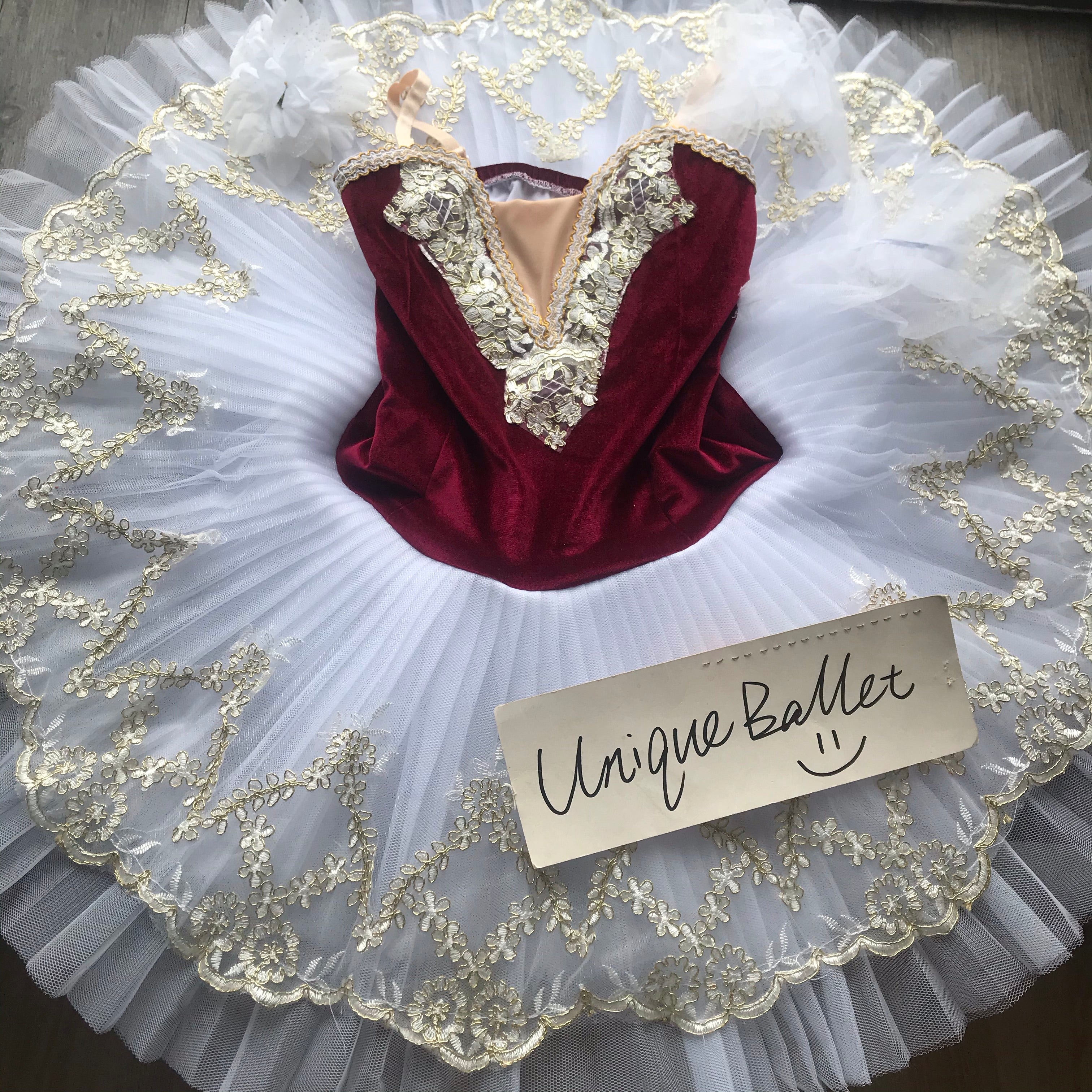 Red La Esmeralda Paquita Classic Ballet TuTu Costume (Unprofessional)-5CWINEREDVELWHT