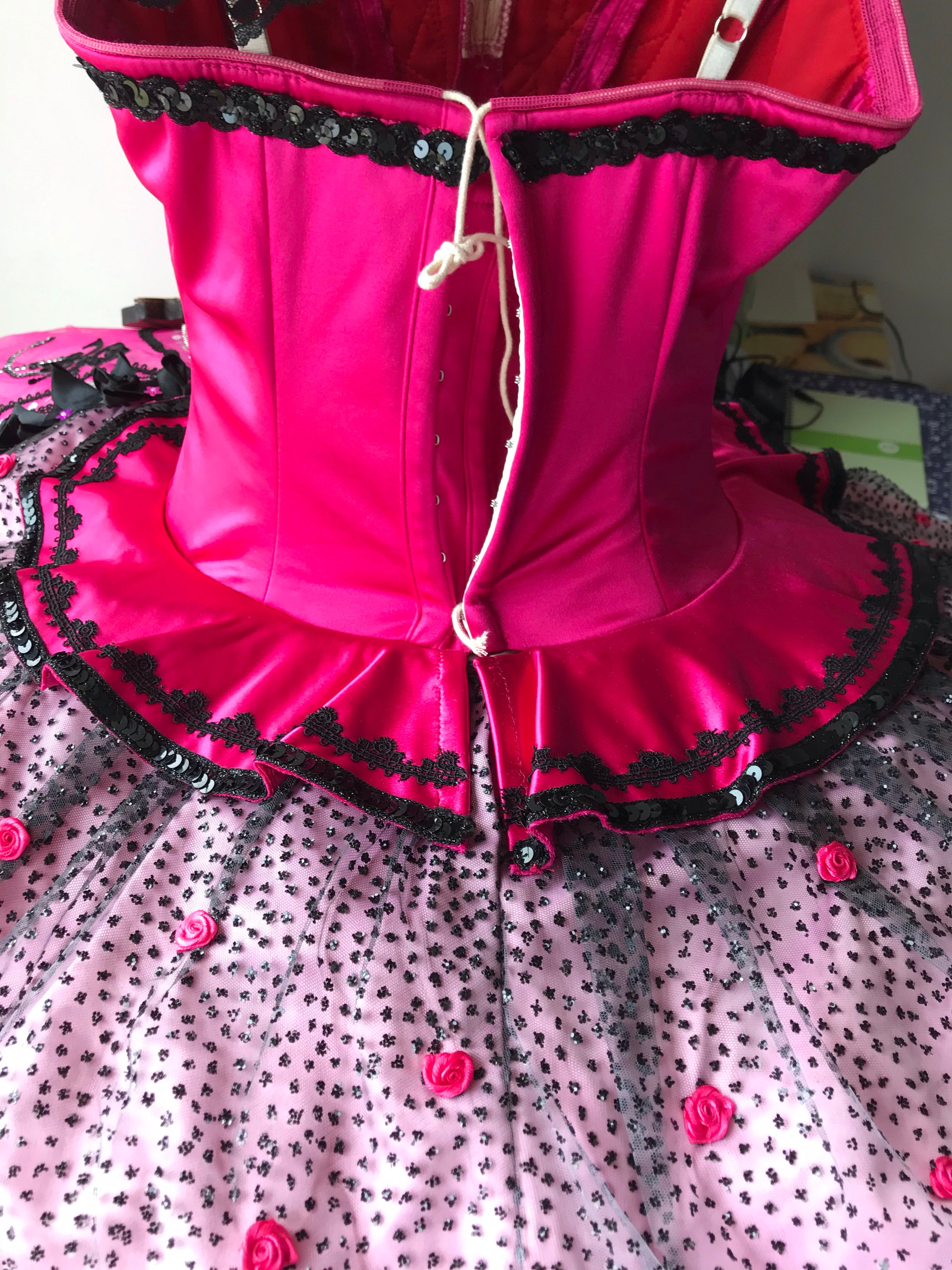 Professional Gypsy Style Hot Pink La Esmeralda Classical Ballet TuTu Costume YAGP Stage Dance wear With Hooks