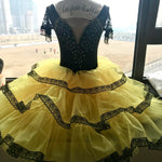 Don Quixote Kitri Long Romantic Ballet TuTu Costume Yellow  Spanish Romantic Long Ballet Dress-YL-RSPN02SLVYLW