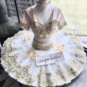Professional La Bayadere Shade Costume Odalisque Le Corsaire 2 Pieces Cream White Golden Classic Ballet TuTu Costume With Hooks
