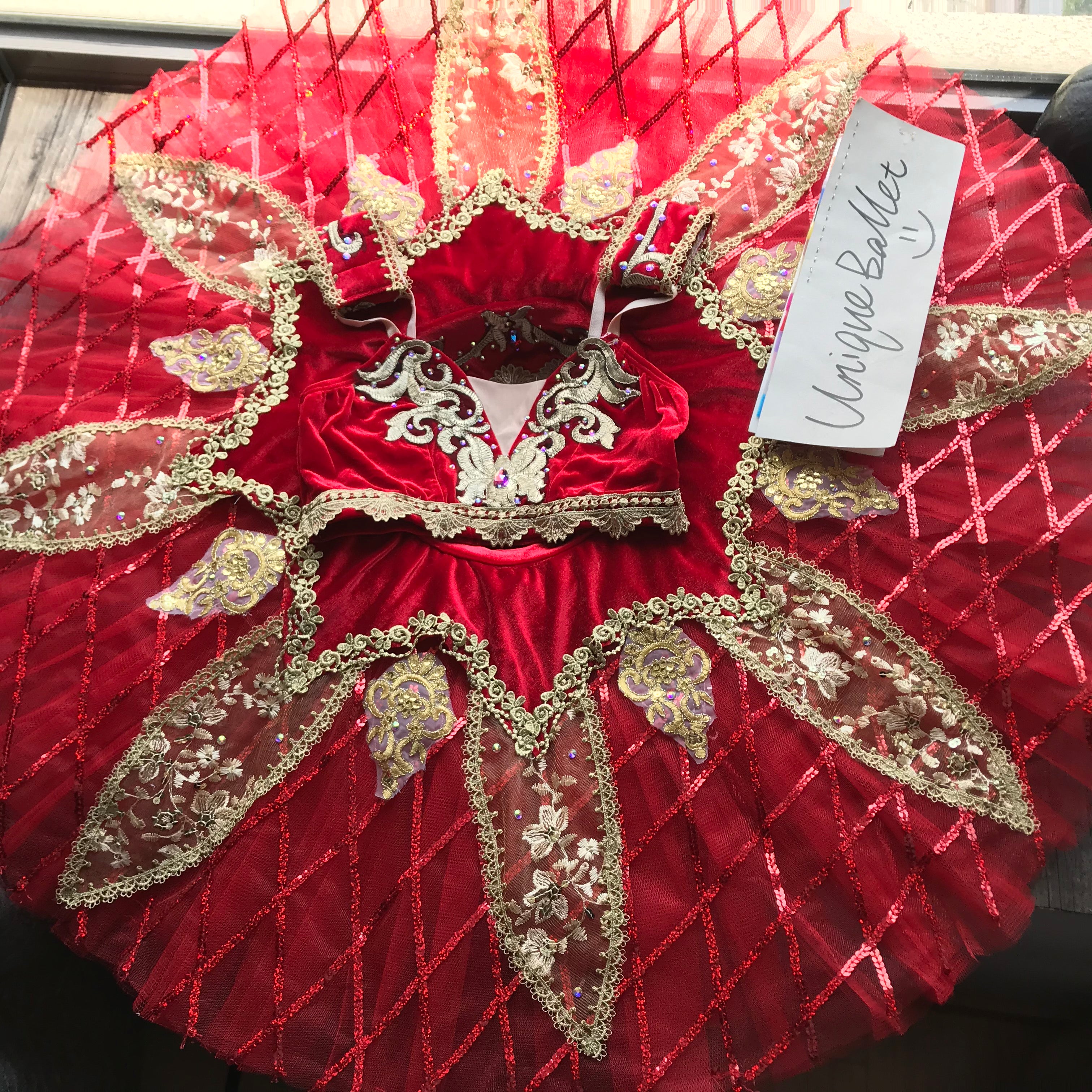 Professional Pullover Style Red Le Corsaire Gamzetti La Bayadere Classic Platter Ballet TuTu Costume Golden Trims Ballet Stage Dancewear