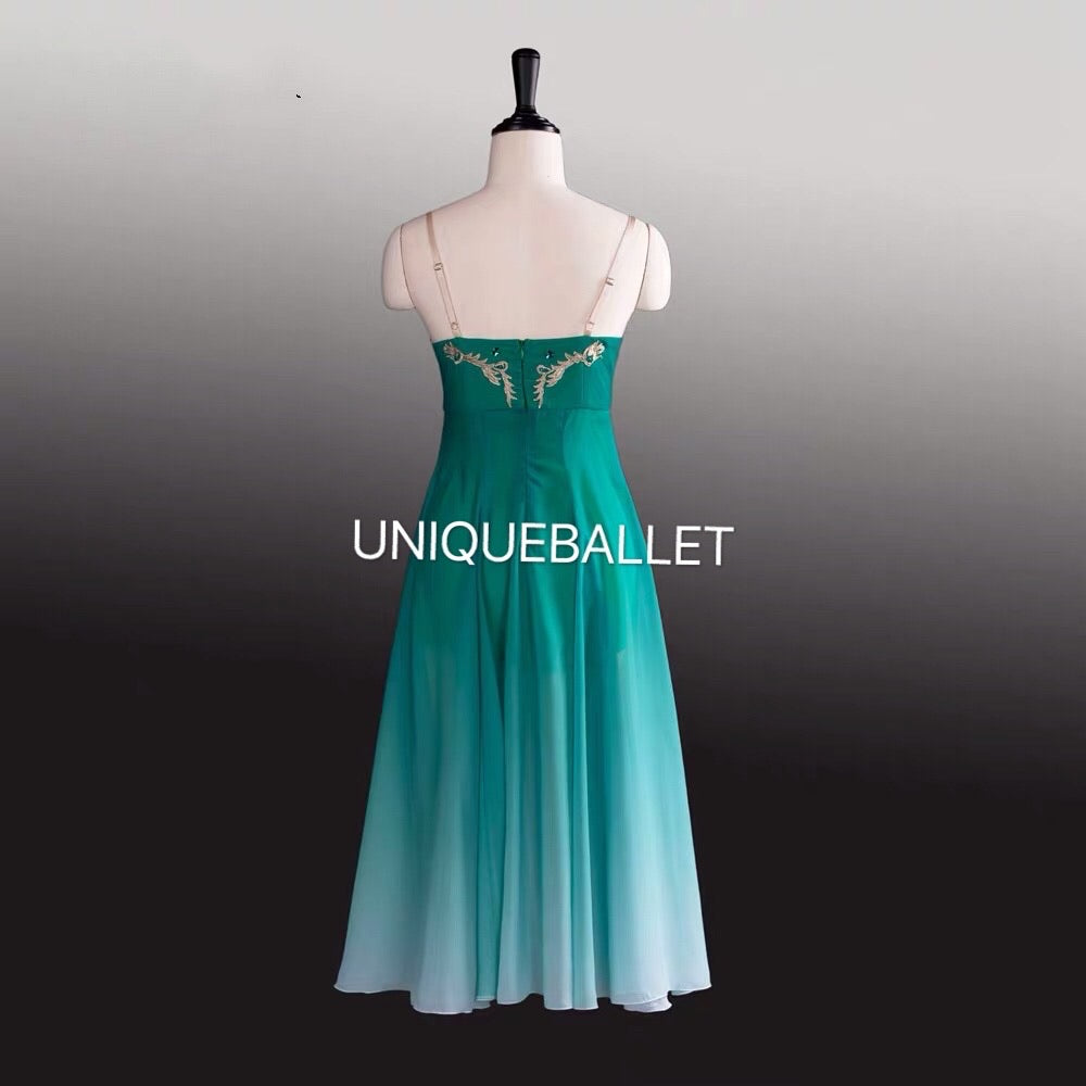 Green Le Corsaire Long Dress Gradient Ballet Dress Lyrical Ballet Costume