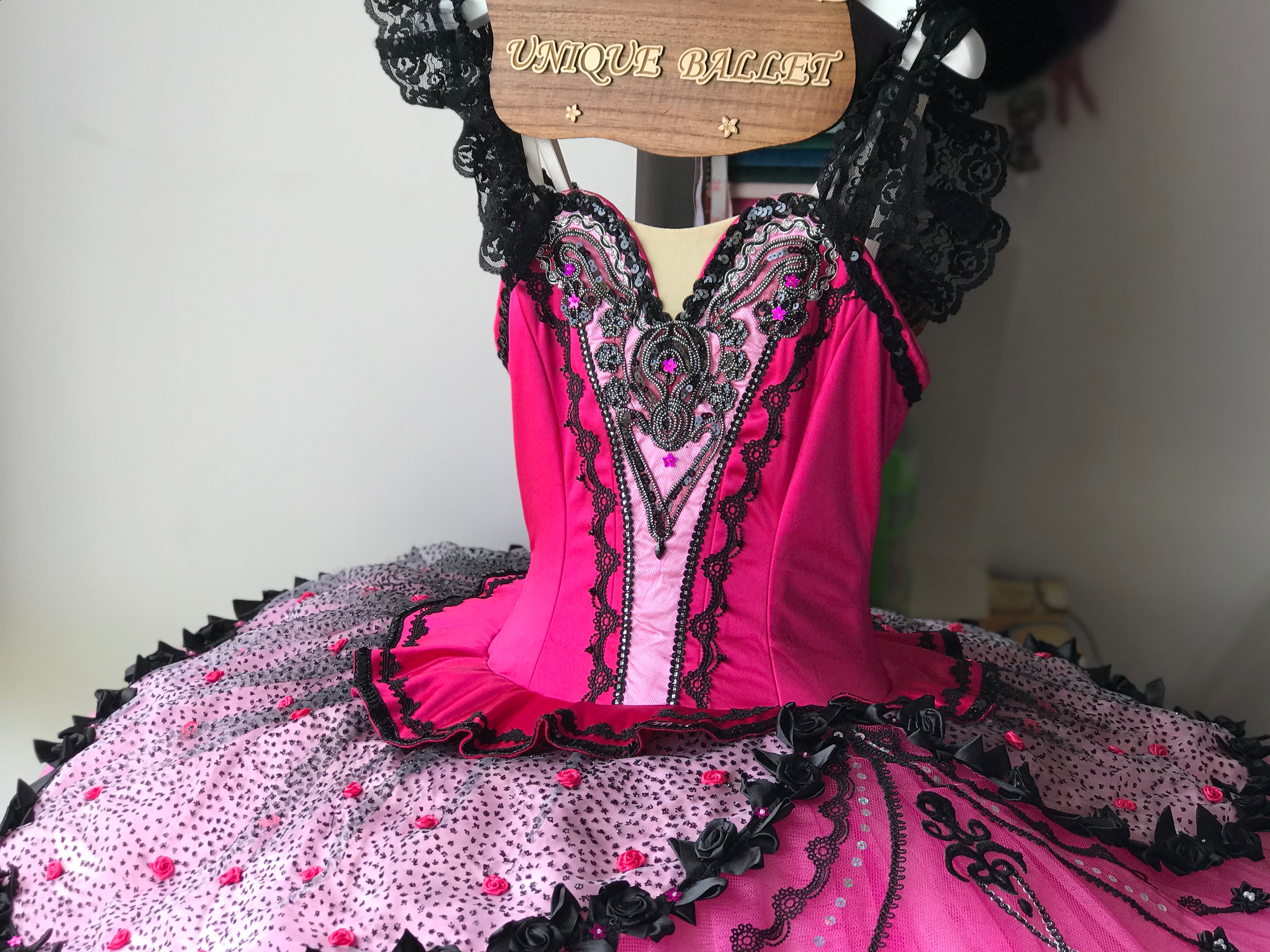 Professional Gypsy Style Hot Pink La Esmeralda Classical Ballet TuTu Costume YAGP Stage Dance wear With Hooks