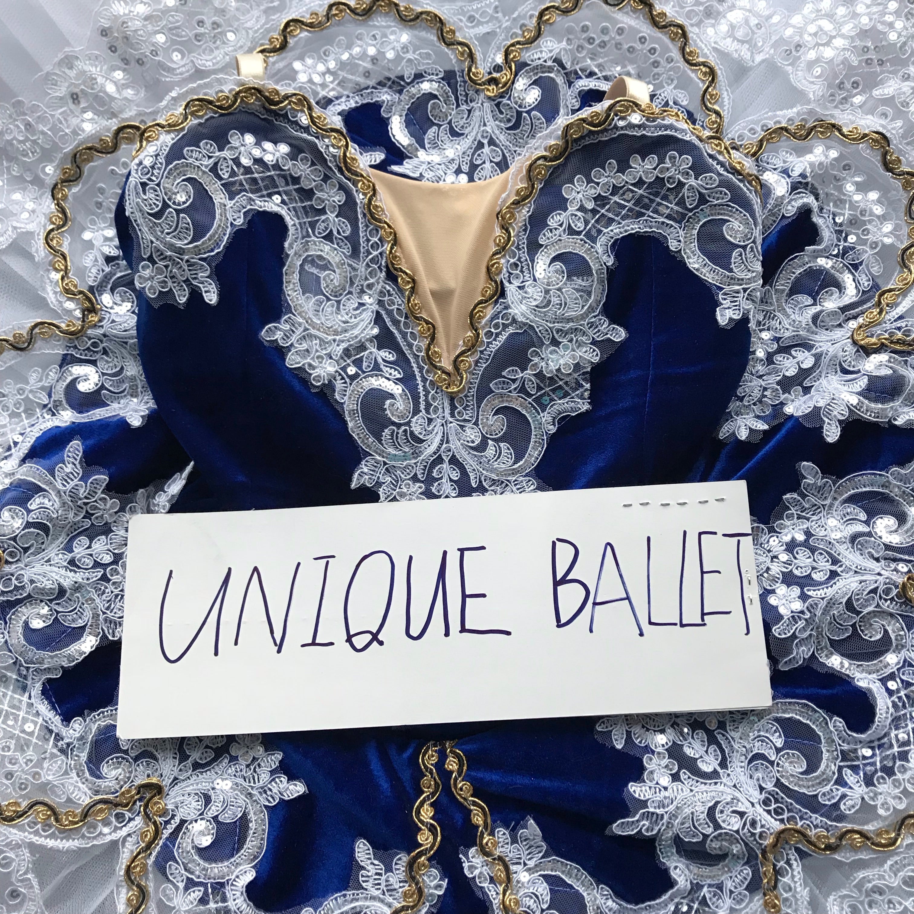 Royal Blue Floral Trims Classic Ballet TuTu Costume (Unprofessional)-5CROYBLUSRPETLWHTLAC