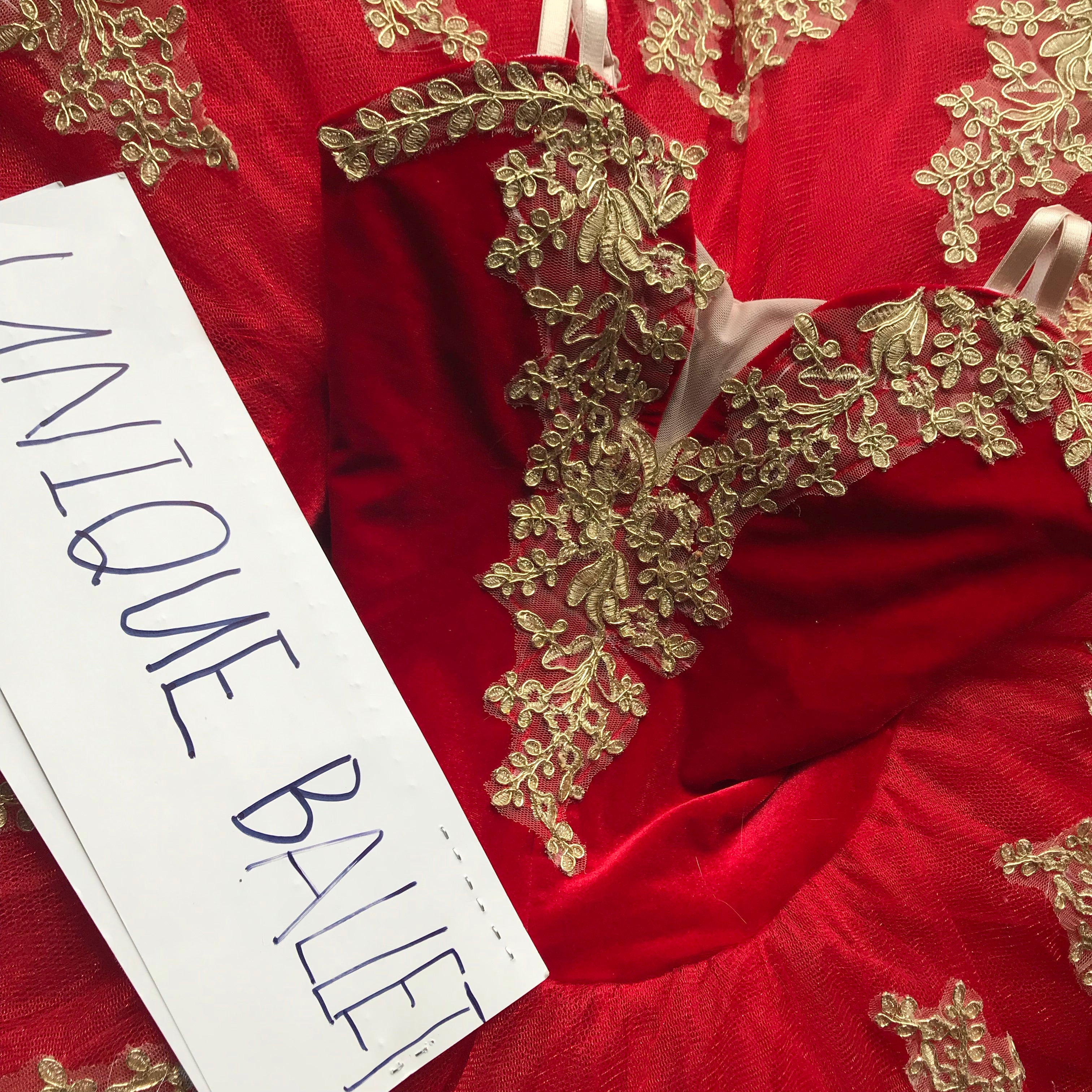 Cost-Effective Red Golden Trims Heart Queen Classic Ballet TuTu Costume