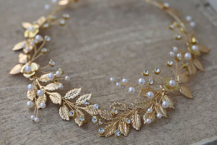 Cupid Olive Branch Golden Ballet Tiara Headpiece Golden Wreath