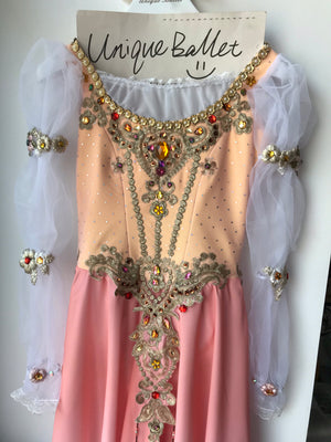 Swan Lake Pas De Troid Variation Act 1 Professional Peach Long Romantic Ballet TuTu Long Tutu Dress Costume-QRSWNLNGSLVPECH