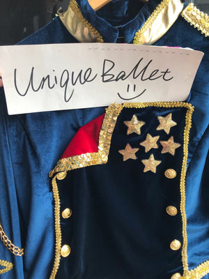 Stars and Strips Male Navy Blue Military Tunic Jacket Ballet Male Stage Costume