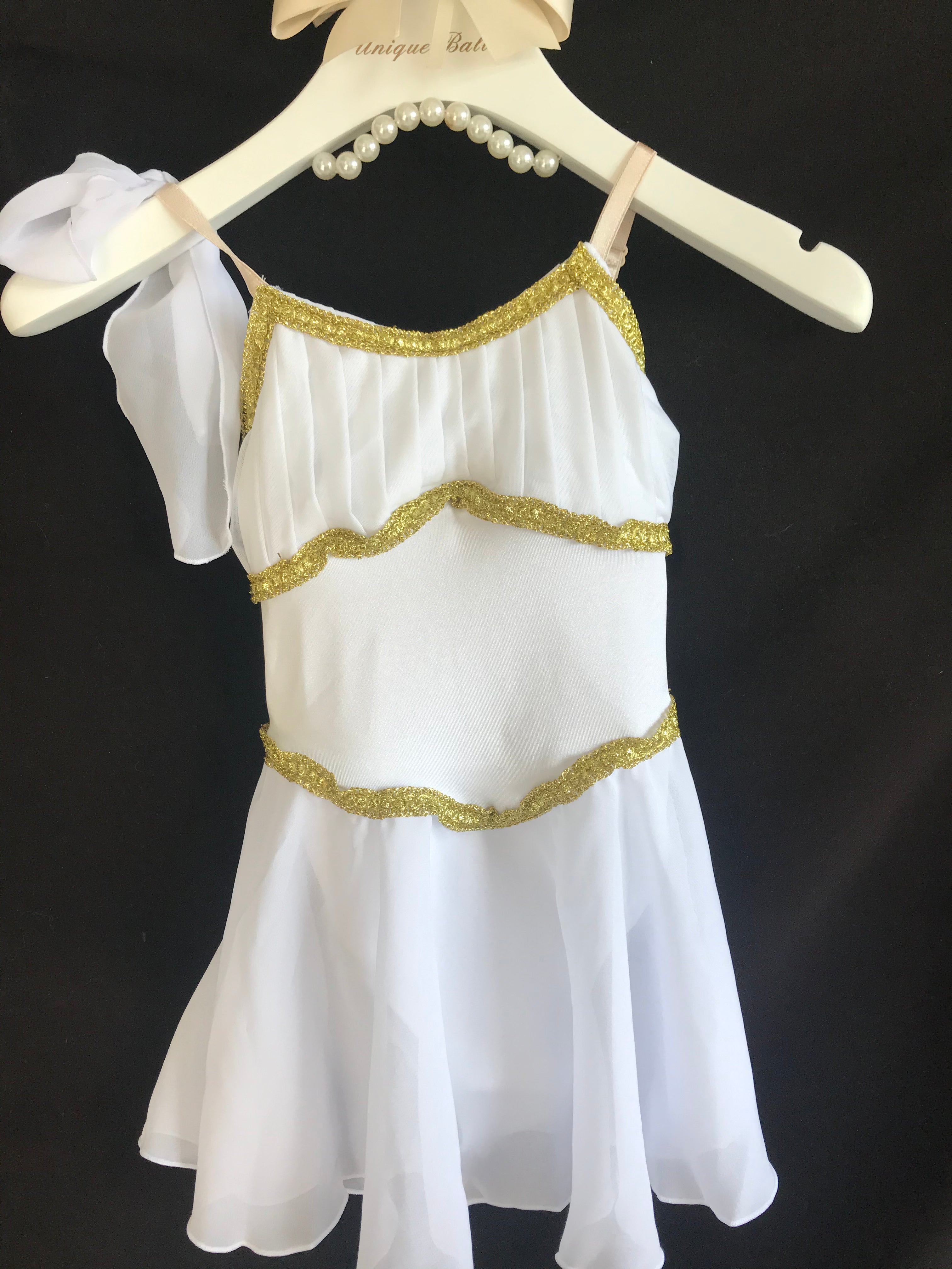 White Golden Trims Cupid Lyrical Ballet Costume Modern Ballet