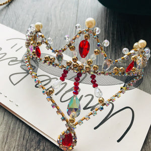 Professional Handmade Le Corsaire Ballet Tiara Crystals Esmeralda Arabian Golden Red Headpiece