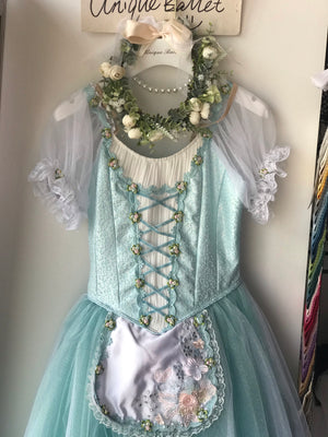 Professional Giselle Mint Green Peasant Ballet Long Romantic Tutu Dress YAGP TuTu Costume-YL-RGSL053DFLWMINTGD