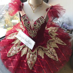 Professional Red Golden Tutu Professional La Esmeralda Le Corsaire Gamzatti Classical Ballet TuTu Costume With Hooks
