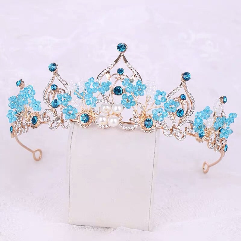 Professional Ballet Ice Queen Tiara Blue Crown Head Piece