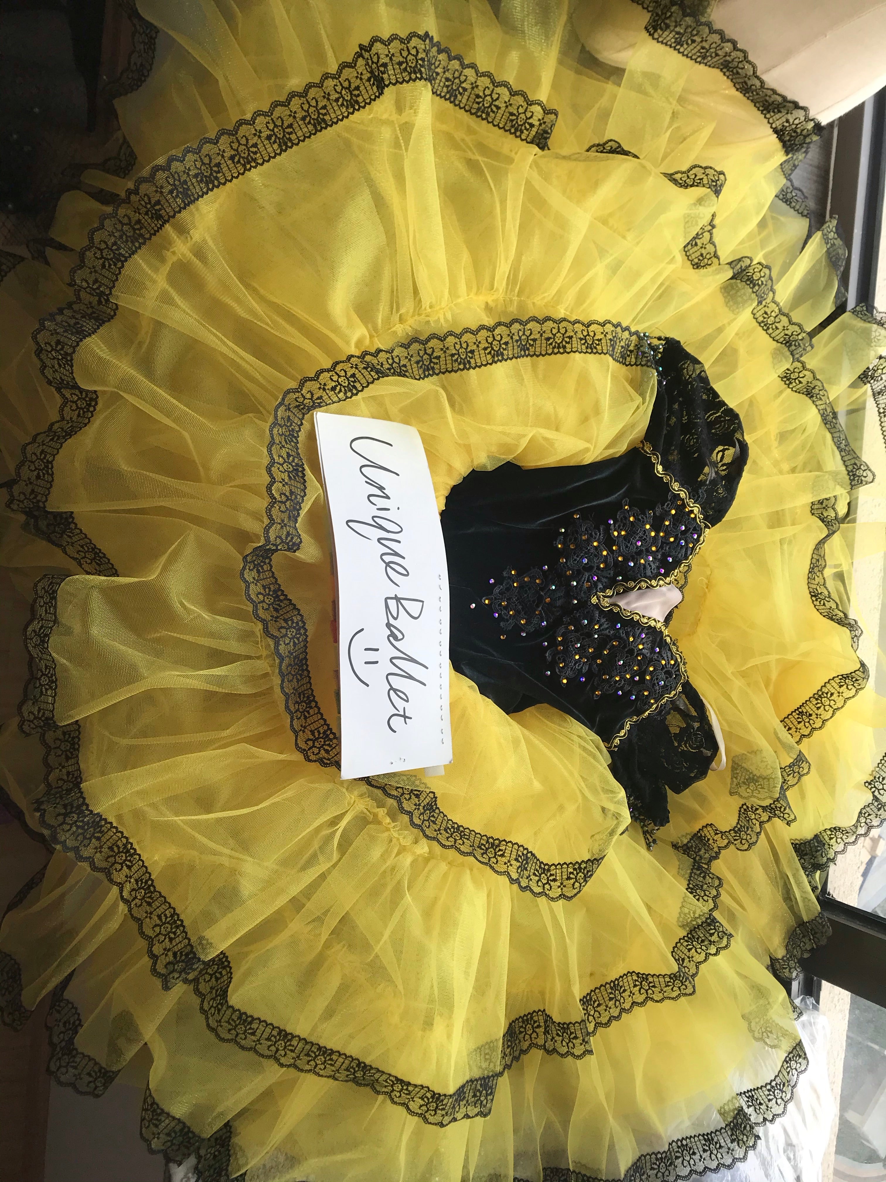 Don Quixote Kitri Long Romantic Ballet TuTu Costume Yellow  Spanish Romantic Long Ballet Dress-YL-RSPN02SLVYLW