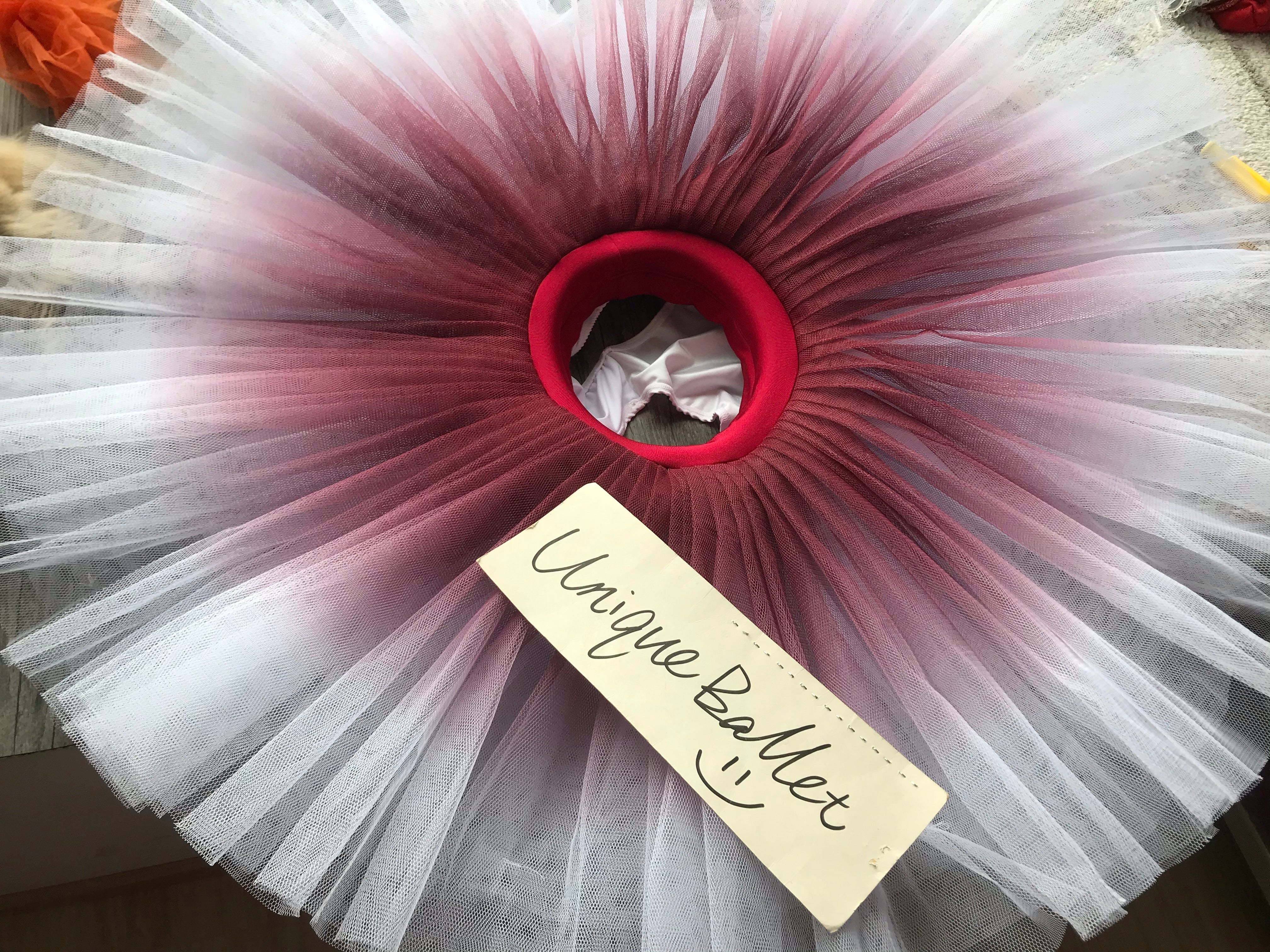 Professional Wine Red Ombre Ballet Rehearsal TuTu Skirt Ombré Practice Tutu