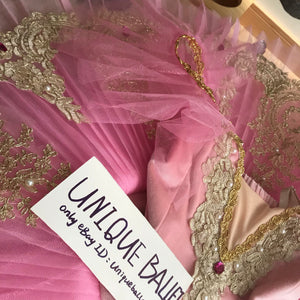 Pink Sleeping Beauty Princess Golden Trims Classic Ballet TuTu Costume (Unprofessional)-5CPNKMEIZUAN