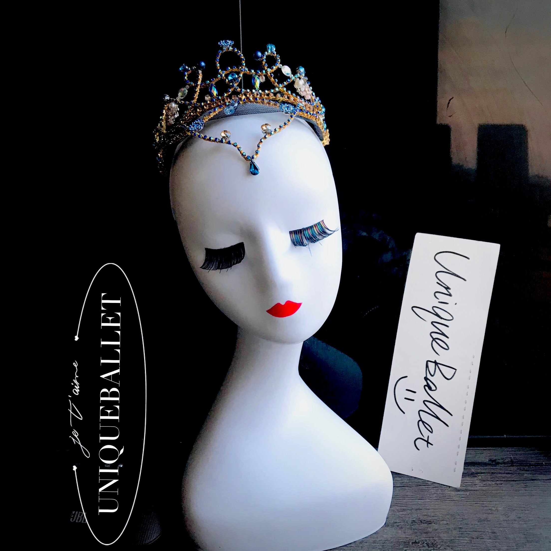 Professional YAGP Handmade Le Corsaire Tiara Blue Bird Princess Golden Crown Headpiece