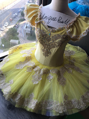 Professional Yellow Beauty and The Beast Classic Ballet Costume Platter Sleeping Beauty Princess Bella Stage Tutu With Hooks