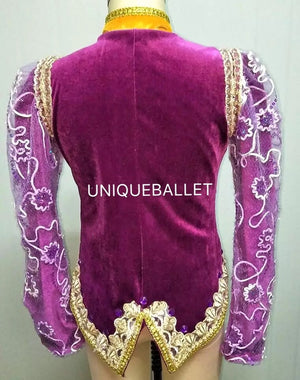 Male Purple Ballet Tops Lilac Prince Tunic Jacket Ballet Costume