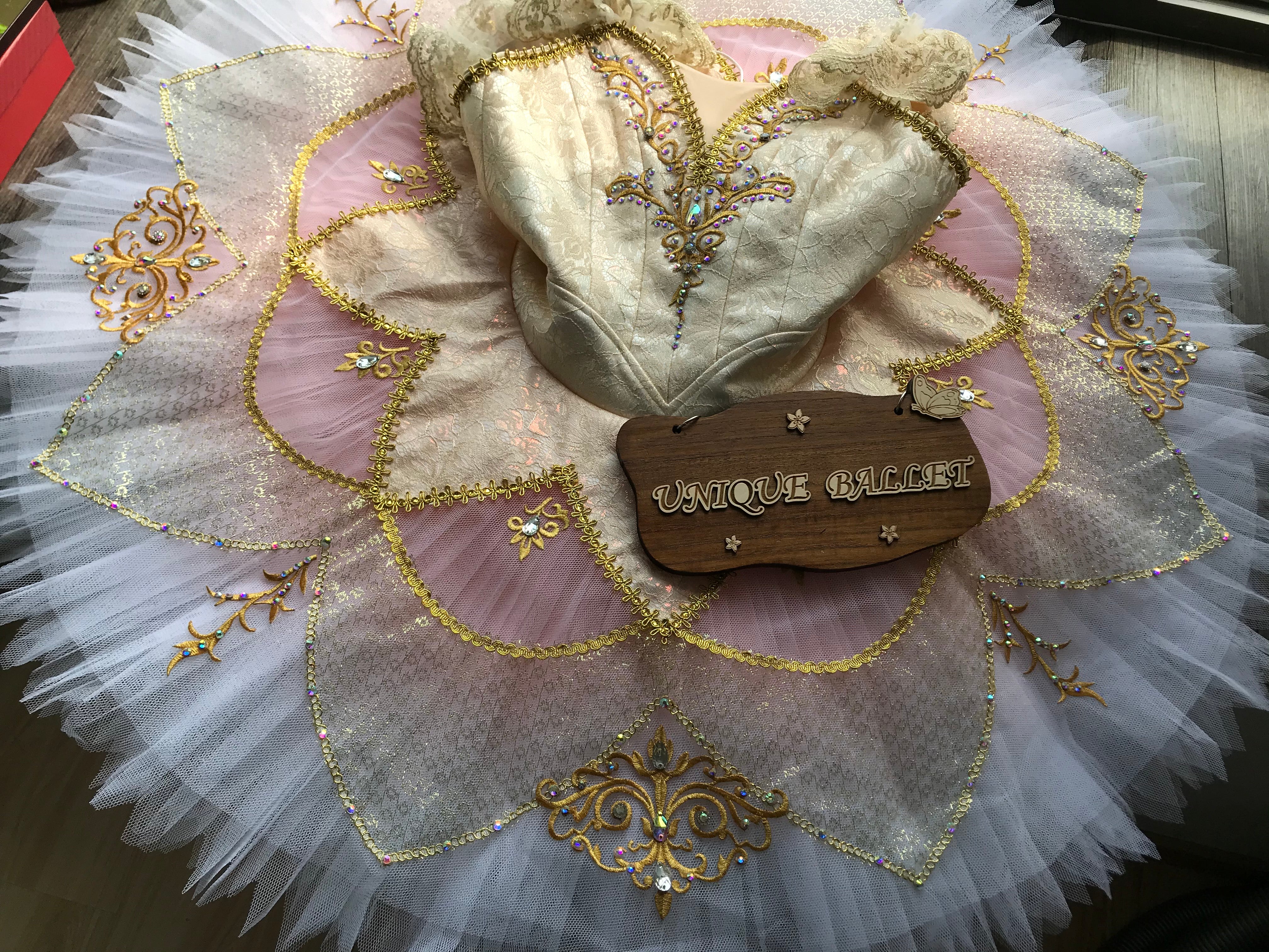 **Sample Discount**Professional ivory and Orange Pink Gradient Sugar Plum Fairy Classical Ballet Tutu Costume