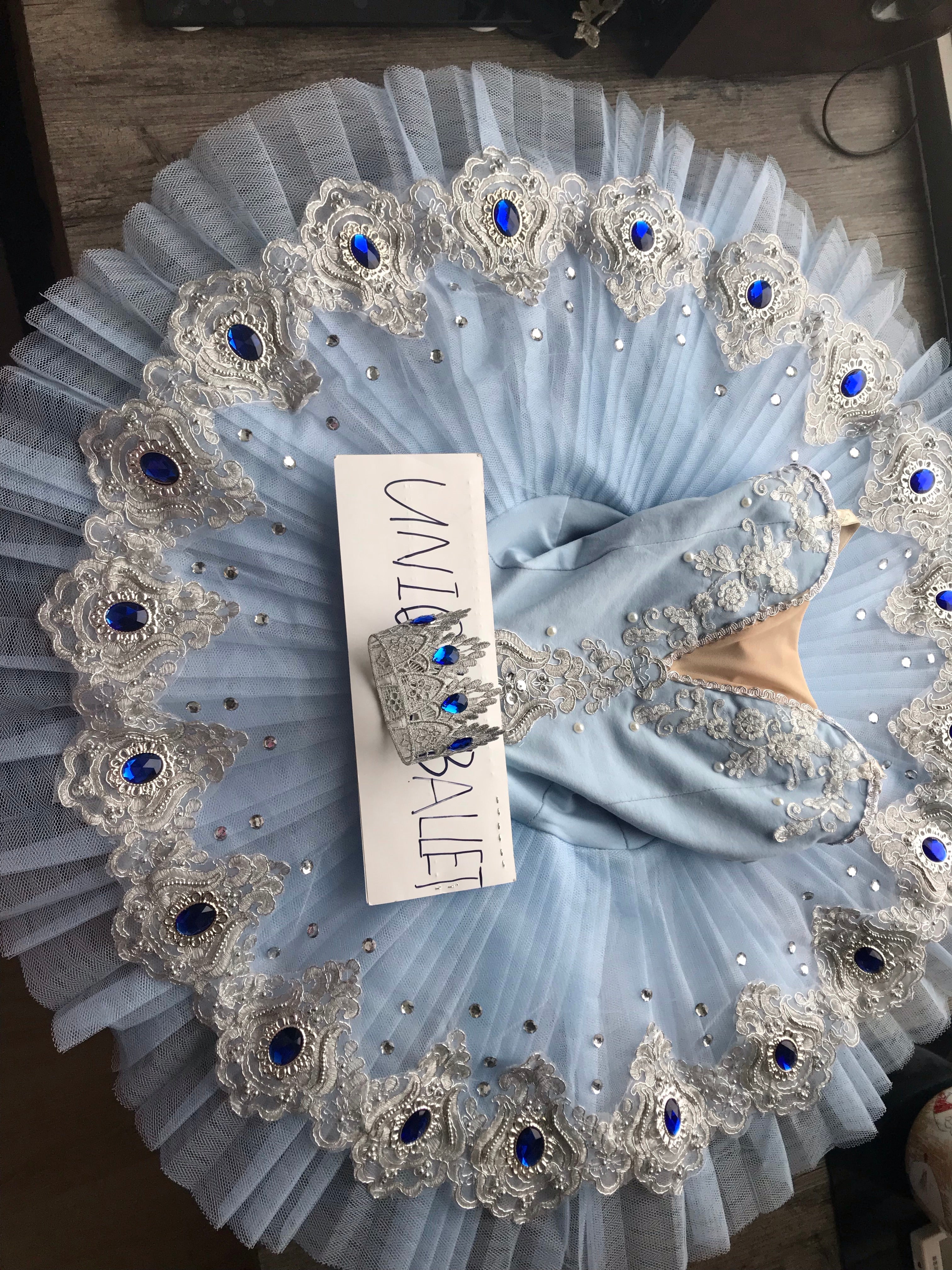 Blue Bird Classic Ballet TuTu Costume Crown Set Light Skye Blue Ballet Costume Royal Stone (Unprofessional)