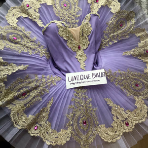Purple Lilac Fairy Golden Trims Classic Ballet TuTu Costume (Unprofessional)-5CLLCMEIZUAN