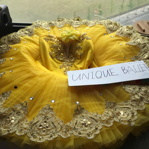 Sleeping Beauty Yellow Golden Trims Classic Ballet TuTu Costume (Unprofessional)-5CYLWGLDCLA