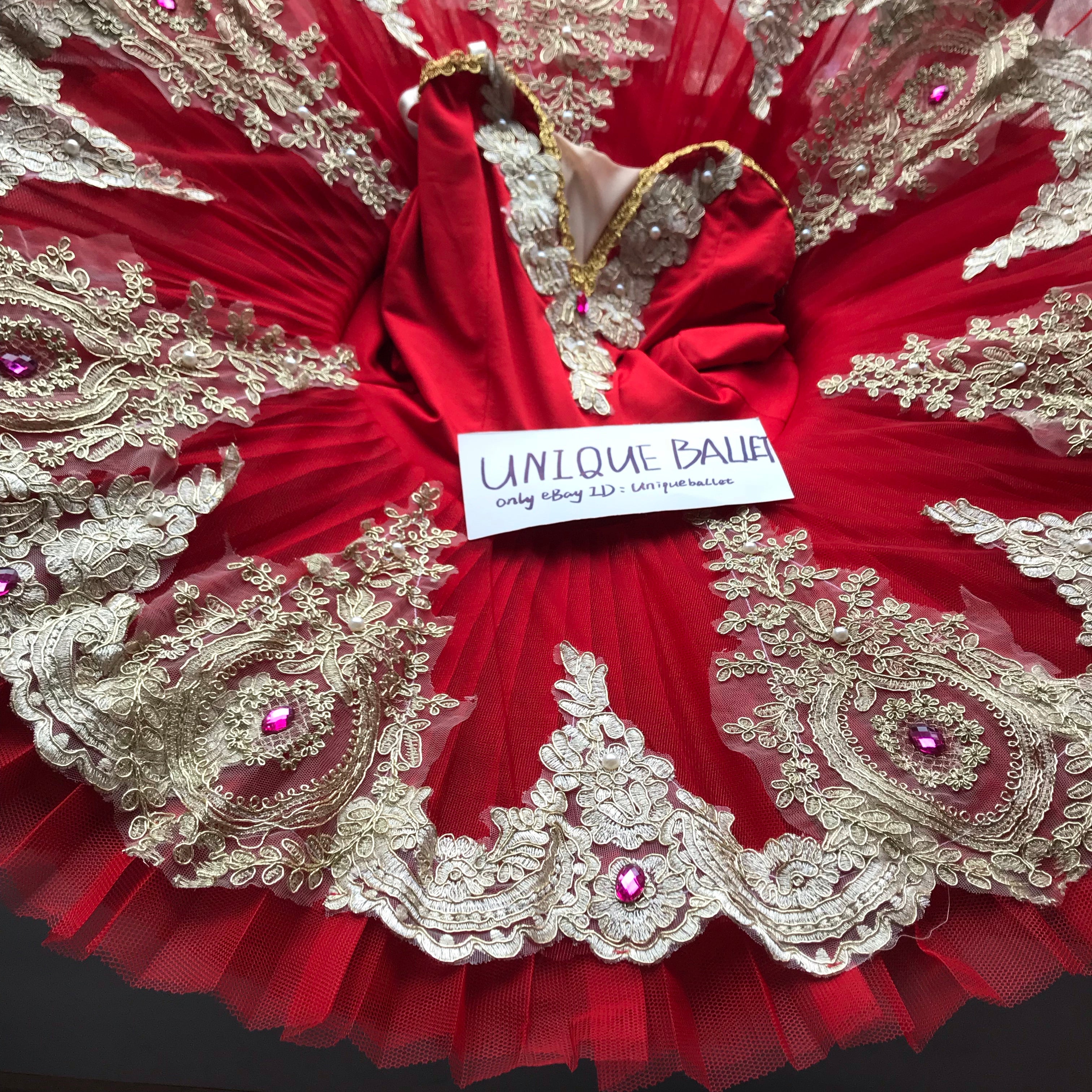 Red Golden Trims Classic Ballet TuTu Costume (Unprofessional)-5CREDMEIZUAN