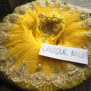Sleeping Beauty Yellow Golden Trims Classic Ballet TuTu Costume (Unprofessional)-5CYLWGLDCLA