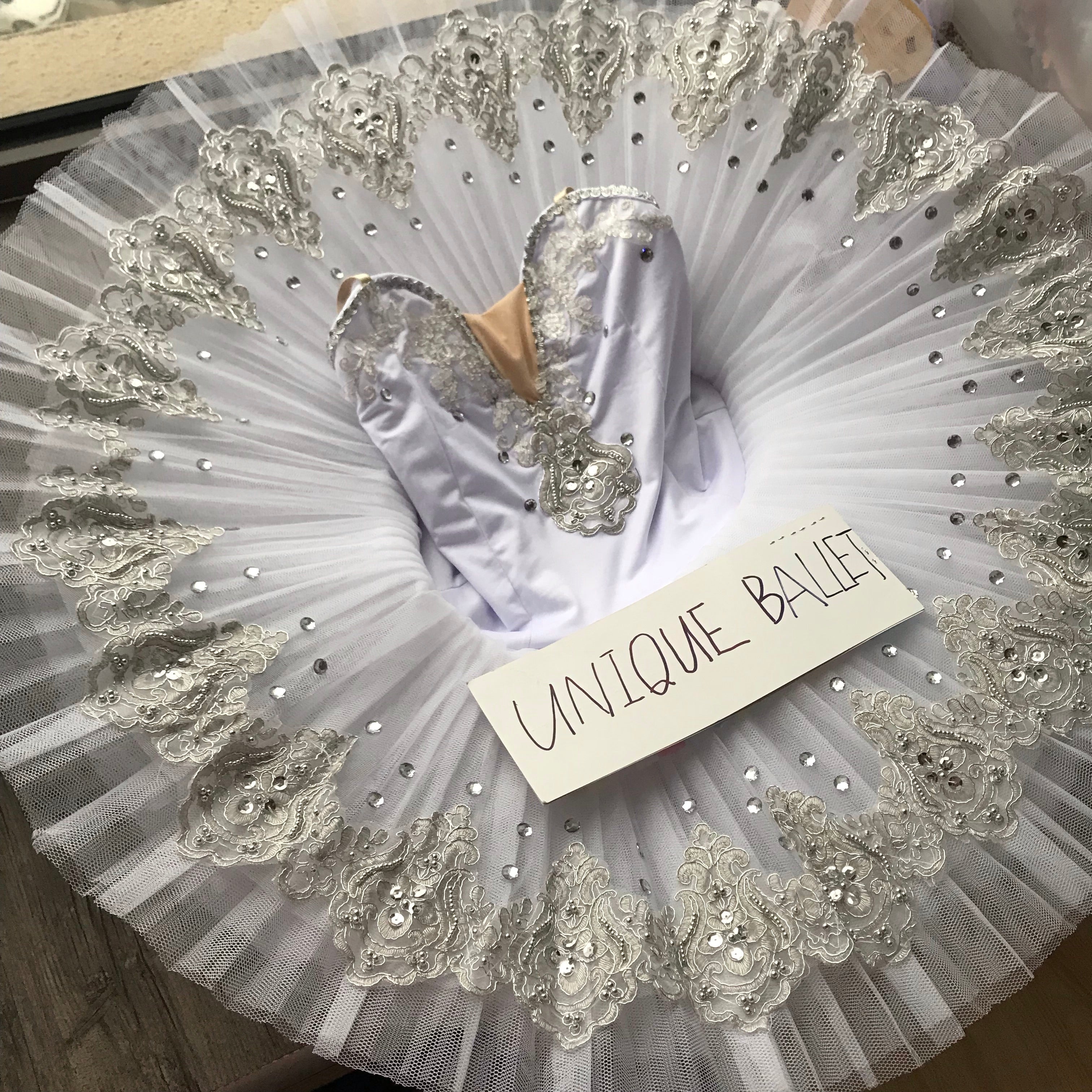 Silver Fairy White Silver Trims Classic Ballet TuTu Costume (Unprofessional)-5CWHTSLVCLA