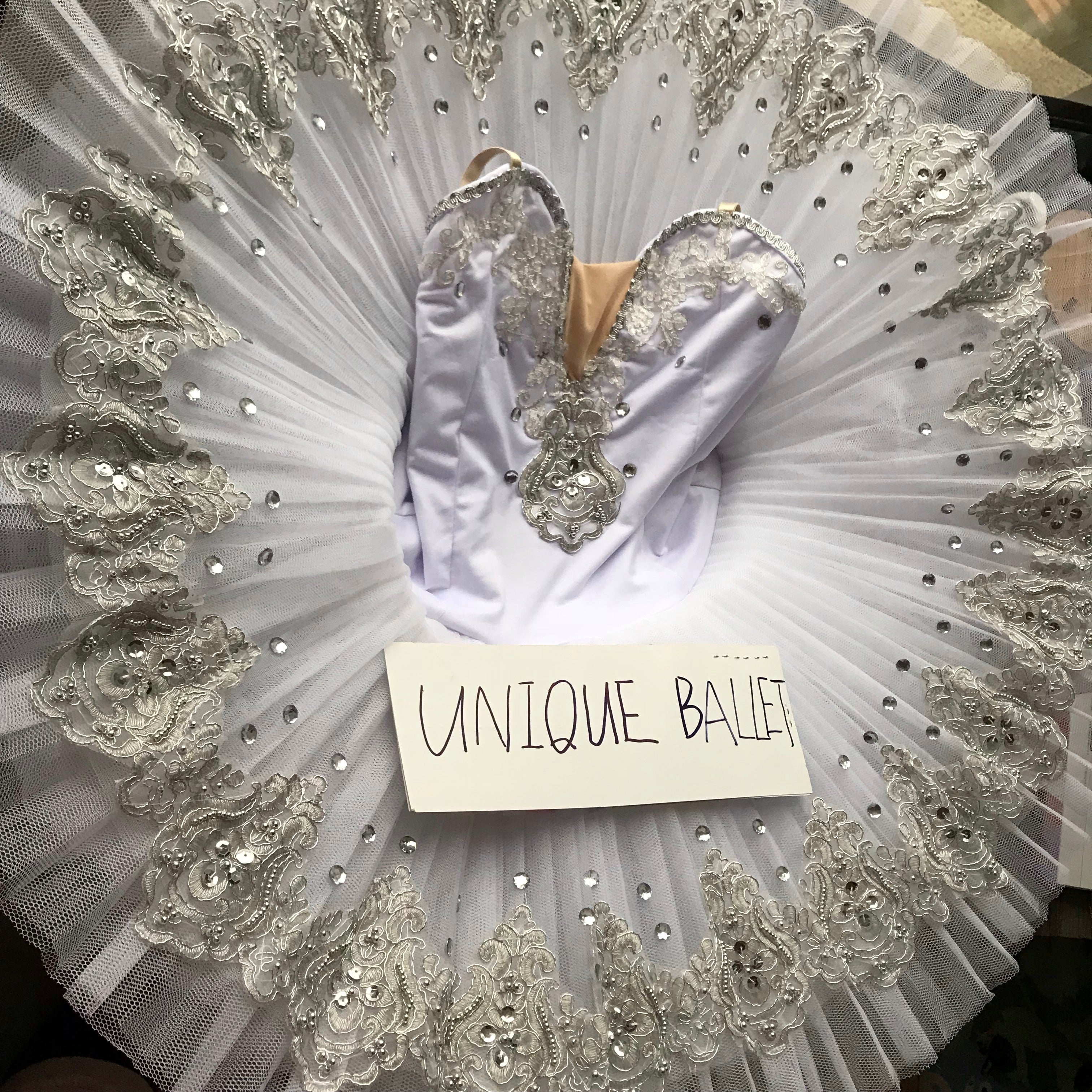Silver Fairy White Silver Trims Classic Ballet TuTu Costume (Unprofessional)-5CWHTSLVCLA